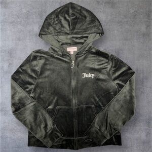 Juicy Couture Womens XL Black Velvet Waist Length Lightweight Jacket Y2K Glam